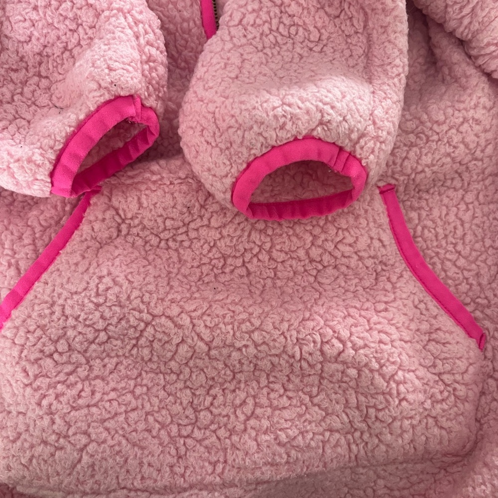 LILLY PULITZER Pink Sherpa Half Zip Pullover Fleece Sweatshirt Size 8/10 - Picture 4 of 8